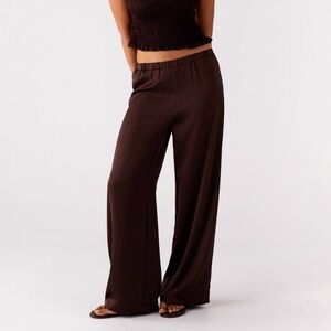 Peppermayo brown satin pants NWT